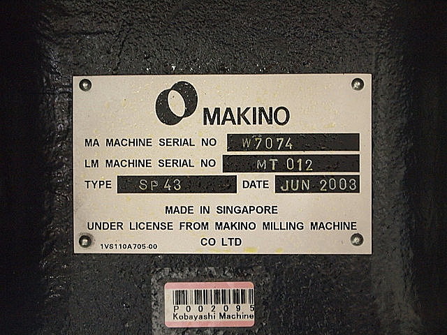 P002095 ＮＣワイヤーカット 牧野フライス製作所 SP43_14