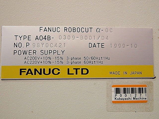 P001271 ＮＣワイヤーカット ファナック α-0C_10