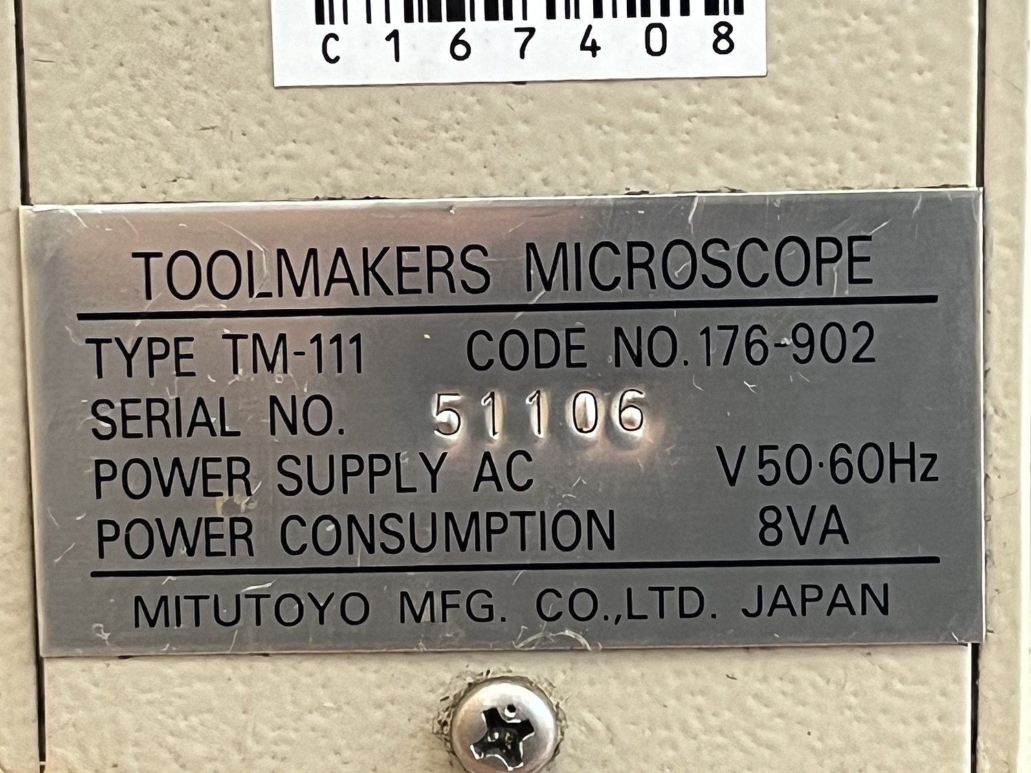 C167408 顕微鏡 ミツトヨ TM-111 | 株式会社 小林機械