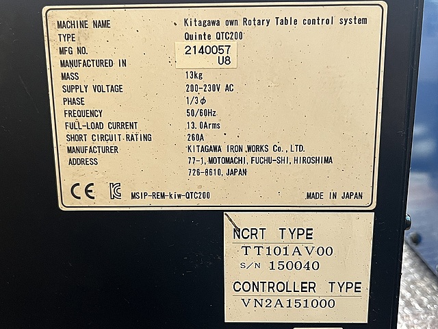 C168009 ＮＣ傾斜円テーブル 北川 TT101AV00 _5